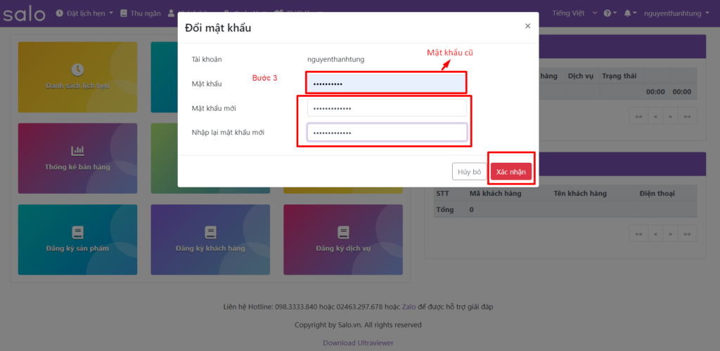 Bước 3 - Nhập mật khẩu mới